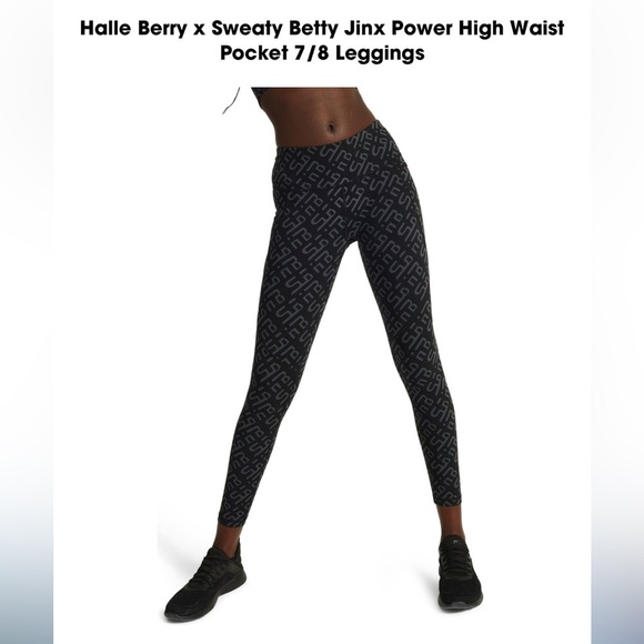 Halle Berry Sweaty Betty the re-spin edit Jinx power workout black grey leggings - Picture 7 of 12